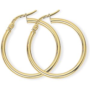 Jewelco London Ladies 9ct Yellow Gold 2mm Gauge Plain Polish Hoop Earrings 23mm Jewelco London Ladies 9ct Yellow Gold 2mm Gauge Plain Polish Hoop Earrings 23mm