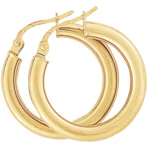 Jewelco London Ladies 9ct Yellow Gold 3mm Gauge Plain Polish Hoop Earrings 20mm Jewelco London Ladies 9ct Yellow Gold 3mm Gauge Plain Polish Hoop Earrings 20mm