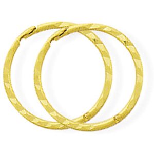 Jewelco London 9ct Yellow Gold 1mm Thin Diamond-cut Hinged Sleeper Hoop Earrings Jewelco London 9ct Yellow Gold 1mm Thin Diamond-cut Hinged Sleeper Hoop Earrings