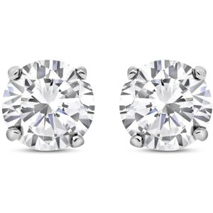 Jewelco London Ladies 9ct White Gold Cubic Zirconia 4 Claw Stud Earrings - 6mm - Jewelco London Ladies 9ct White Gold Cubic Zirconia 4 Claw Stud Earrings - 6mm -