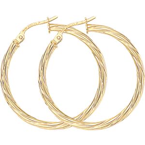 Jewelco London Ladies 9ct Yellow Gold Liquorice Candy Twist Hoop Earrings - 28mm Jewelco London Ladies 9ct Yellow Gold Liquorice Candy Twist Hoop Earrings - 28mm