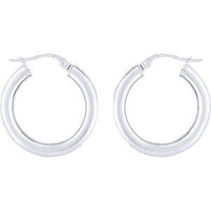 Jewelco London Ladies 9ct White Gold - 3mm Gauge Classic Plain Hoop Earrings - 2 Jewelco London Ladies 9ct White Gold - 3mm Gauge Classic Plain Hoop Earrings - 2