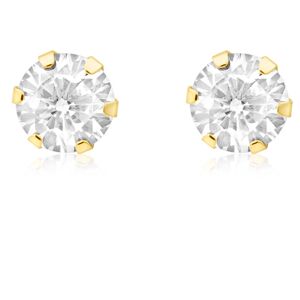 Jewelco London Ladies 9ct Yellow Gold Cubic Zirconia 6 Claw Stud Earrings - 3mm Jewelco London Ladies 9ct Yellow Gold Cubic Zirconia 6 Claw Stud Earrings - 3mm