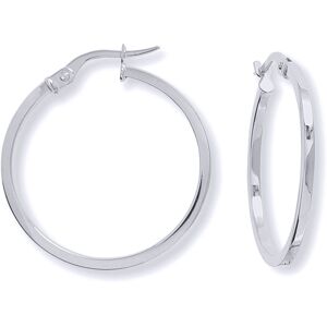 Jewelco London Ladies 9ct White Gold 1.5mm Square Tube Round Hoop Earrings 25mm Jewelco London Ladies 9ct White Gold 1.5mm Square Tube Round Hoop Earrings 25mm