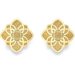 Jewelco London 9ct Yellow Gold Flower Petal Satin Square Stud Earrings 6mm - SEN Jewelco London 9ct Yellow Gold Flower Petal Satin Square Stud Earrings 6mm - SEN