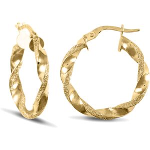 Jewelco London Ladies 9ct Yellow Gold Frosted Edge Twisted 3mm Hoop Earrings 22m Jewelco London Ladies 9ct Yellow Gold Frosted Edge Twisted 3mm Hoop Earrings 22m