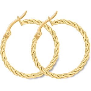 Jewelco London 9ct Yellow Gold Cable Twist Hoop Earrings - ERNR02799 Jewelco London 9ct Yellow Gold Cable Twist Hoop Earrings - ERNR02799