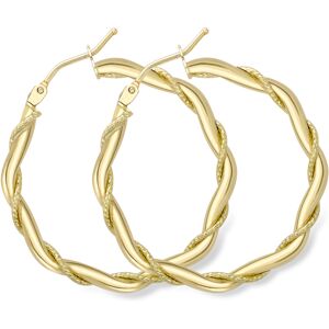 Jewelco London 9ct Yellow Gold Rope Entwined Twist Hexagonal Hoop Earrings 2mm - Jewelco London 9ct Yellow Gold Rope Entwined Twist Hexagonal Hoop Earrings 2mm -