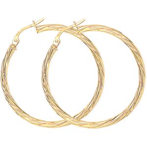 Jewelco London Ladies 9ct Yellow Gold Liquorice Candy Twist Hoop Earrings - 33mm Jewelco London Ladies 9ct Yellow Gold Liquorice Candy Twist Hoop Earrings - 33mm