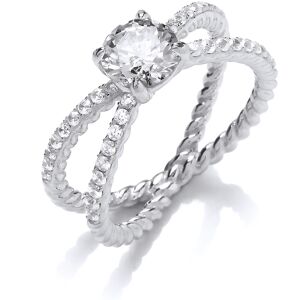 (P) Jewelco London Ladies Rhodium Plated Sterling Silver Cubic zirconia Split Ro (P) Jewelco London Ladies Rhodium Plated Sterling Silver Cubic zirconia Split Ro