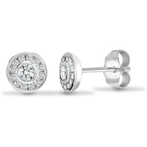 Jewelco London Solid 18ct White Gold Rub Over Set Round G SI 0.35ct Diamond Halo Jewelco London Solid 18ct White Gold Rub Over Set Round G SI 0.35ct Diamond Halo