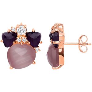 Jewelco London Ladies Rose Gold-Plated Sterling Silver pink Oval Quartz Pebble S Jewelco London Ladies Rose Gold-Plated Sterling Silver pink Oval Quartz Pebble S