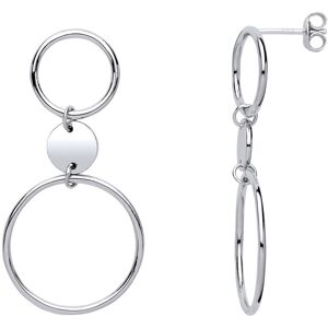 Jewelco London Ladies Sterling Silver Disc Hoops Drop Earrings - GVE628 Jewelco London Ladies Sterling Silver Disc Hoops Drop Earrings - GVE628
