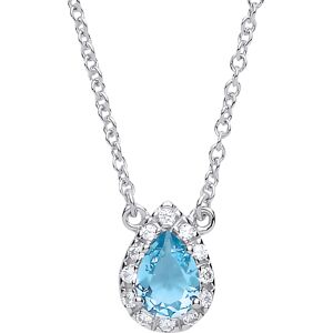 Jewelco London Ladies Sterling Silver Aqua Pear Cubic zirconia Teardrop Halo Cha Jewelco London Ladies Sterling Silver Aqua Pear Cubic zirconia Teardrop Halo Cha