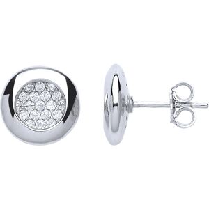 Jewelco London Ladies Sterling Silver Cubic Zirconia Pave Donut Cluster Stud Ear Jewelco London Ladies Sterling Silver Cubic Zirconia Pave Donut Cluster Stud Ear