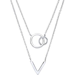 Jewelco London Ladies Sterling Silver Chinese Linking Rings Double Drop Necklace Jewelco London Ladies Sterling Silver Chinese Linking Rings Double Drop Necklace