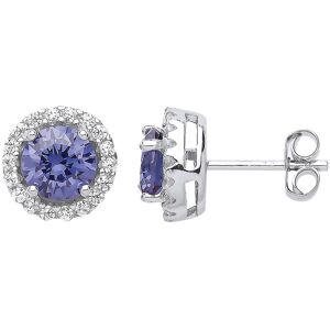 Jewelco London Ladies Sterling Silver Tanzanite-Violet Cubic zirconia Halo Solit Jewelco London Ladies Sterling Silver Tanzanite-Violet Cubic zirconia Halo Solit