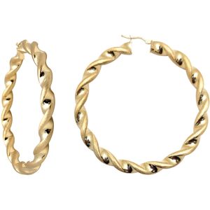 Jewelco London Ladies 9ct Yellow Gold Frosted Satin Chunky Twist 6mm Hoop Earrin Jewelco London Ladies 9ct Yellow Gold Frosted Satin Chunky Twist 6mm Hoop Earrin