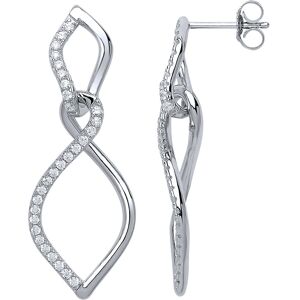 Jewelco London Ladies Sterling Silver Cubic Zirconia Liquid Flame Twist Drop Ear Jewelco London Ladies Sterling Silver Cubic Zirconia Liquid Flame Twist Drop Ear