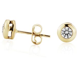 Jewelco London Ladies 9ct Yellow Gold Round Bezel Cubic Zirconia Stud Earrings 3 Jewelco London Ladies 9ct Yellow Gold Round Bezel Cubic Zirconia Stud Earrings 3