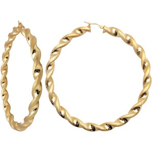 Jewelco London Ladies 9ct Yellow Gold Frosted Satin Chunky Twist 6mm Hoop Earrin Jewelco London Ladies 9ct Yellow Gold Frosted Satin Chunky Twist 6mm Hoop Earrin