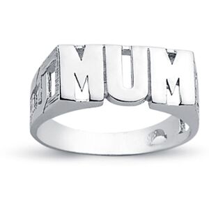 (R) Jewelco London Rhodium Plated Sterling Silver MUM Signet ID Ring 8mm (R) Jewelco London Rhodium Plated Sterling Silver MUM Signet ID Ring 8mm