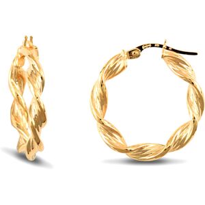 Jewelco London Ladies 9ct Yellow Gold Barked Platted Candy Twist 3.5mm Hoop Earr Jewelco London Ladies 9ct Yellow Gold Barked Platted Candy Twist 3.5mm Hoop Earr