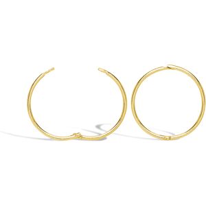 Jewelco London Solid 9ct Yellow Gold Hinged Sleeper 1mm Hoop Earrings 15mm - JER Jewelco London Solid 9ct Yellow Gold Hinged Sleeper 1mm Hoop Earrings 15mm - JER
