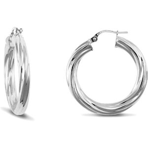 Jewelco London Sterling Silver Twist Hoop Earrings - 4mm - 2.7cm - AER002B Jewelco London Sterling Silver Twist Hoop Earrings - 4mm - 2.7cm - AER002B