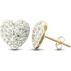 Jewelco London Ladies 9ct Yellow Gold White Round Crystal Disco Love Heart Stud Jewelco London Ladies 9ct Yellow Gold White Round Crystal Disco Love Heart Stud
