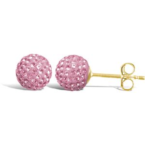 Jewelco London Ladies 9ct Yellow Gold Baby Pink Round Crystal Disco Ball Stud Ea Jewelco London Ladies 9ct Yellow Gold Baby Pink Round Crystal Disco Ball Stud Ea