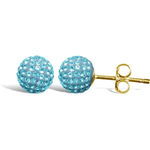 Jewelco London Ladies 9ct Yellow Gold Aqua Blue Round Crystal Disco Ball Stud Ea Jewelco London Ladies 9ct Yellow Gold Aqua Blue Round Crystal Disco Ball Stud Ea
