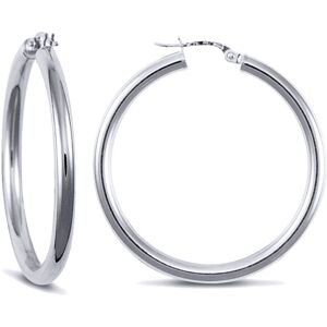 Jewelco London Sterling Silver Polished Hoop Earrings - 3mm - 3.5cm - AER006D Jewelco London Sterling Silver Polished Hoop Earrings - 3mm - 3.5cm - AER006D