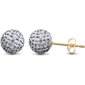 Jewelco London Ladies 9ct Yellow Gold White Round Crystal Disco Ball Stud Earrin Jewelco London Ladies 9ct Yellow Gold White Round Crystal Disco Ball Stud Earrin
