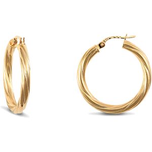Jewelco London Ladies 9ct Yellow Gold Twisted 3mm Hoop Earrings 25mm - JER196 Jewelco London Ladies 9ct Yellow Gold Twisted 3mm Hoop Earrings 25mm - JER196