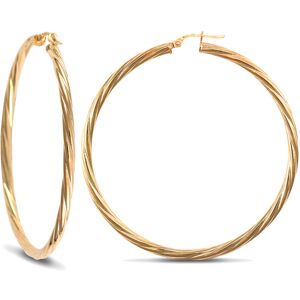 Jewelco London Ladies 9ct Yellow Gold Twisted 3mm Hoop Earrings 55mm - JER200 Jewelco London Ladies 9ct Yellow Gold Twisted 3mm Hoop Earrings 55mm - JER200