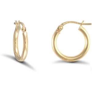 Jewelco London Ladies 9ct Yellow Gold Polished 2mm Hoop Earrings 15mm - JER719A Jewelco London Ladies 9ct Yellow Gold Polished 2mm Hoop Earrings 15mm - JER719A