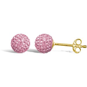 Jewelco London Ladies 9ct Yellow Gold Baby Pink Round Crystal Disco Ball Stud Ea Jewelco London Ladies 9ct Yellow Gold Baby Pink Round Crystal Disco Ball Stud Ea