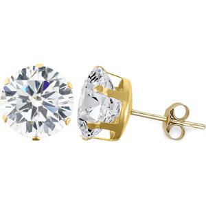 Jewelco London 9ct Yellow Gold White Round Brilliant Cubic Zirconia 6 Claw Solit Jewelco London 9ct Yellow Gold White Round Brilliant Cubic Zirconia 6 Claw Solit