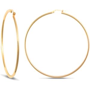 Jewelco London Ladies 9ct Yellow Gold Polished 2mm Hoop Earrings 65mm - JER391 Jewelco London Ladies 9ct Yellow Gold Polished 2mm Hoop Earrings 65mm - JER391
