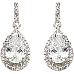 Jewelco London Ladies Sterling Silver Pear Cubic Zirconia Halo Tears of Joy Drop Jewelco London Ladies Sterling Silver Pear Cubic Zirconia Halo Tears of Joy Drop