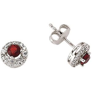Jewelco London Ladies Sterling Silver Ruby-Red Cubic Zirconia Halo Stud Earrings Jewelco London Ladies Sterling Silver Ruby-Red Cubic Zirconia Halo Stud Earrings