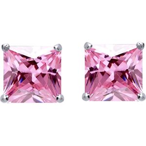 Jewelco London Ladies Sterling Silver Pink Princess Cut Cubic Zirconia 4 Claw So Jewelco London Ladies Sterling Silver Pink Princess Cut Cubic Zirconia 4 Claw So