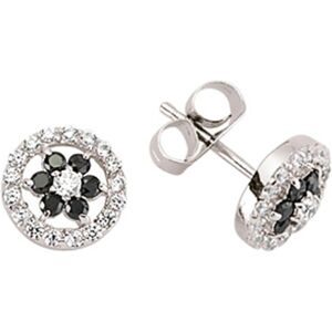 Jewelco London Ladies Sterling Silver Black Cubic Zirconia Daisy Halo Stud Earri Jewelco London Ladies Sterling Silver Black Cubic Zirconia Daisy Halo Stud Earri