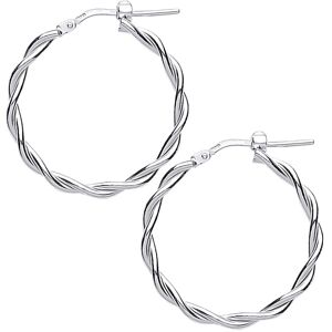 Jewelco London Ladies Sterling Silver Candy Twist Hoop Earrings 25mm 2mm - ER59 Jewelco London Ladies Sterling Silver Candy Twist Hoop Earrings 25mm 2mm - ER59