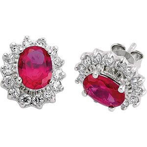 Jewelco London Ladies Sterling Silver Ruby-Red Oval Cubic Zirconia Royal Cluster Jewelco London Ladies Sterling Silver Ruby-Red Oval Cubic Zirconia Royal Cluster