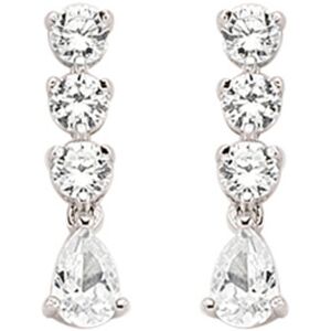 Jewelco London Ladies Sterling Silver Pear Cubic Zirconia Trilogy Chain Drop Stu Jewelco London Ladies Sterling Silver Pear Cubic Zirconia Trilogy Chain Drop Stu