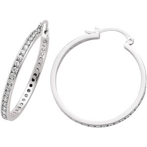 Jewelco London Ladies Sterling Silver Cubic Zirconia Channel Eternity Hoop Earri Jewelco London Ladies Sterling Silver Cubic Zirconia Channel Eternity Hoop Earri