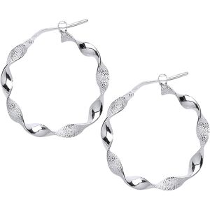 Jewelco London Ladies Sterling Silver Frosted Candy Twist Hoop Earrings 27mm 4mm Jewelco London Ladies Sterling Silver Frosted Candy Twist Hoop Earrings 27mm 4mm