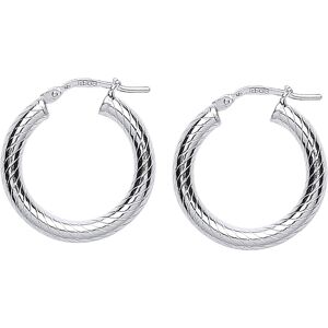 Jewelco London Ladies Sterling Silver Snake Twist Hoop Earrings 21mm 3mm - ER54 Jewelco London Ladies Sterling Silver Snake Twist Hoop Earrings 21mm 3mm - ER54